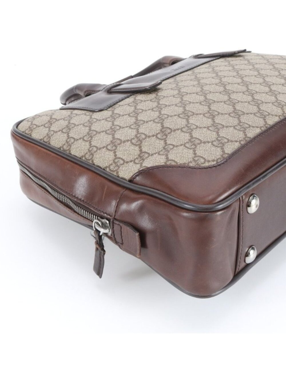 Gucci GG Canvas Leather Business Document Briefcase Tote Brown Ree - Picture 6 of 11